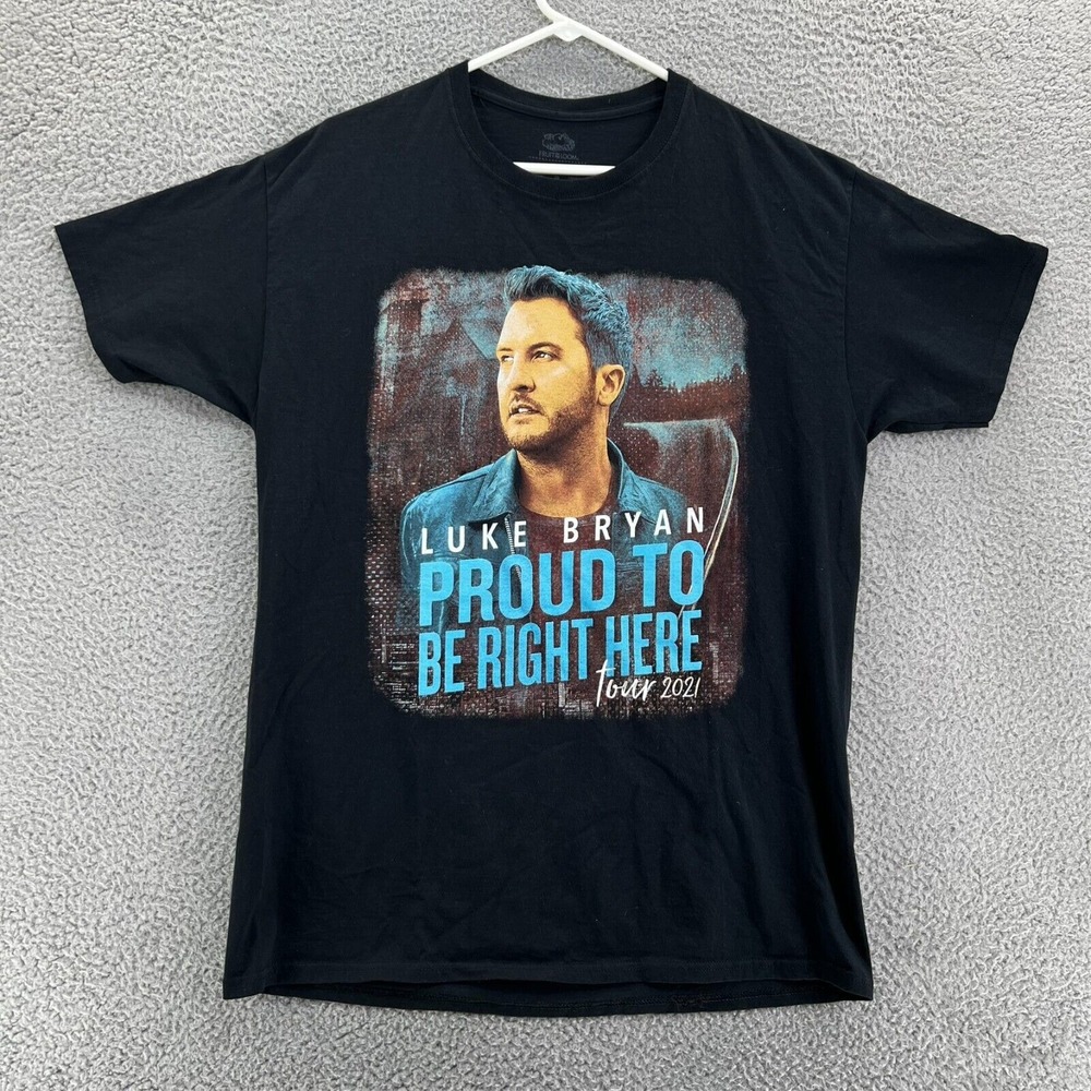 Fruit of the Loom T Shirt Men Large LUKE‎ BRYAN PROUD TO BE RIGHT HERE Tour 2021
